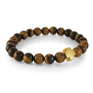 Italgem Steel Beaded Cross Bracelet