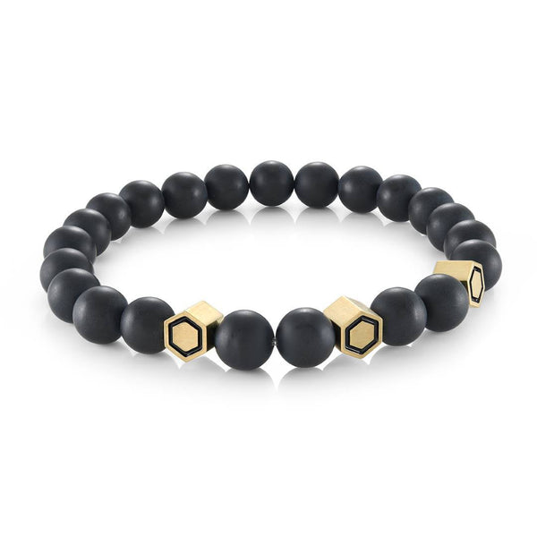 Italgem Steel Onyx Hexagons Bracelet