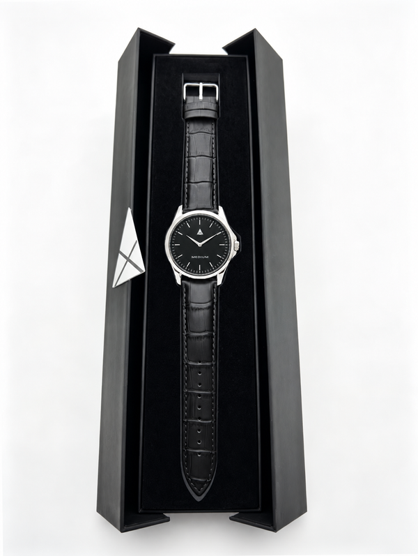 MEDIUM The Comeback 38 Leather Silver / Black – Presentation box