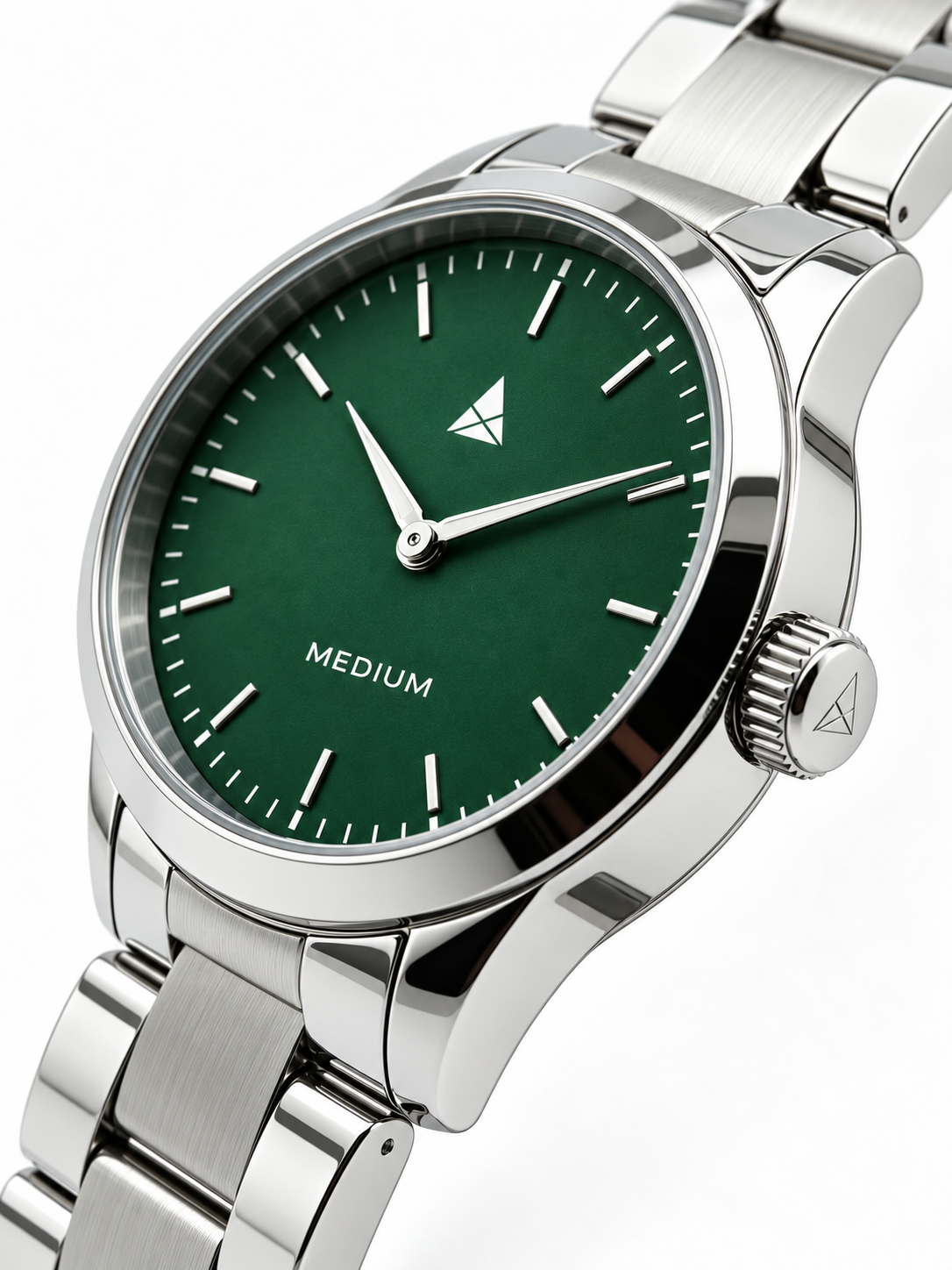 MEDIUM The Comeback First Edition 38 Steel Silver / Green – Crown profile