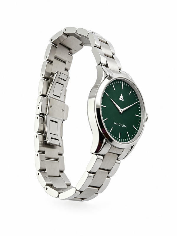MEDIUM The Comeback First Edition 38 Steel Silver / Green – Open clasp