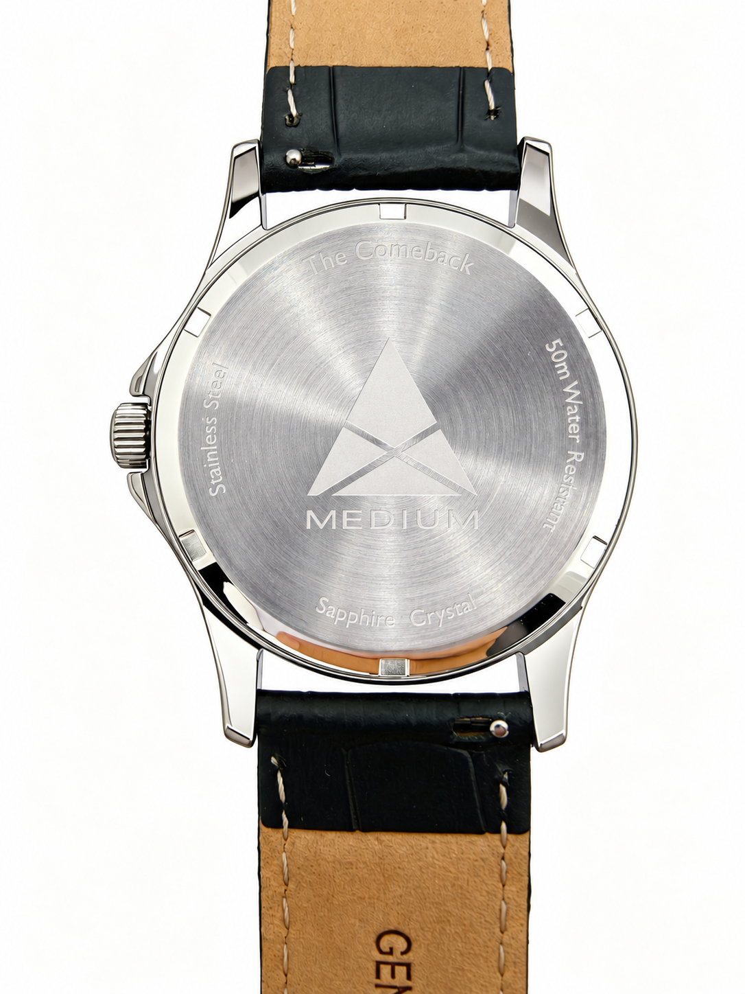 MEDIUM The Comeback 38 Leather Silver / Black – Caseback