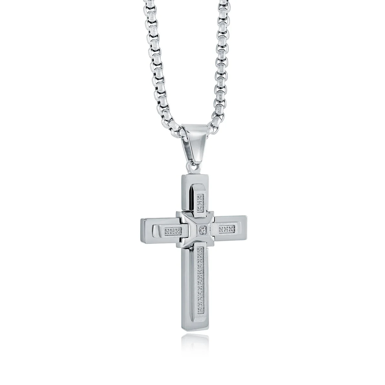 Italgem Domed-Centre Cross Necklace