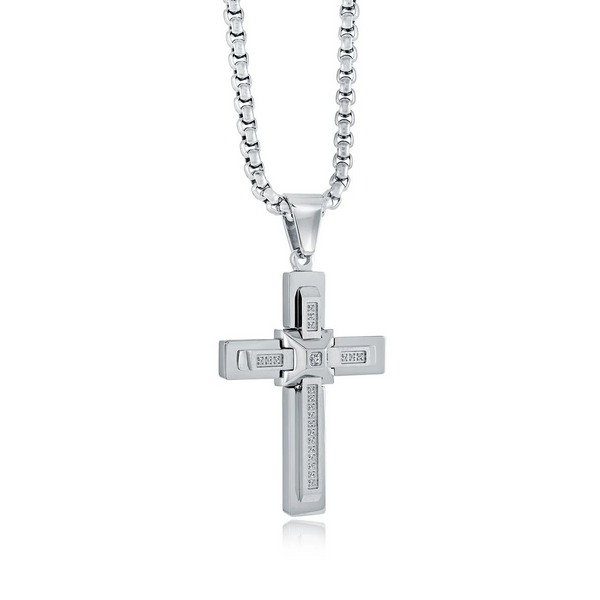 Italgem Domed-Centre Cross Necklace