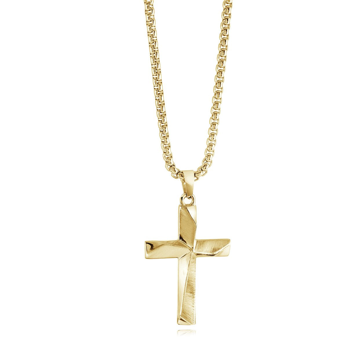 Italgem Stainless Steel Angled Cross Necklace