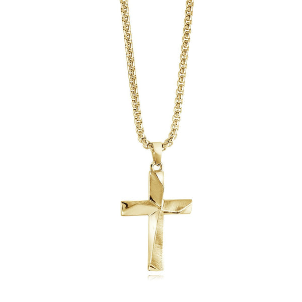 Italgem Stainless Steel Angled Cross Necklace