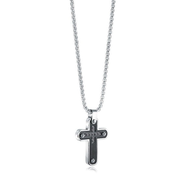 Italgem Steel Micro Cross Necklace