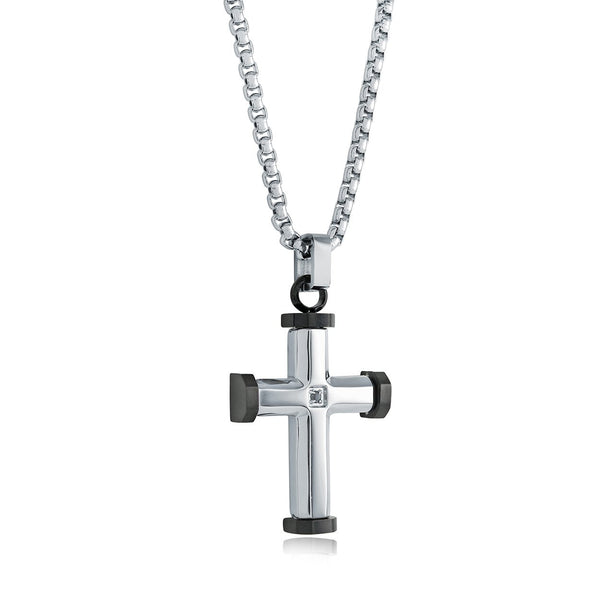 Italgem Steel Cross Necklace