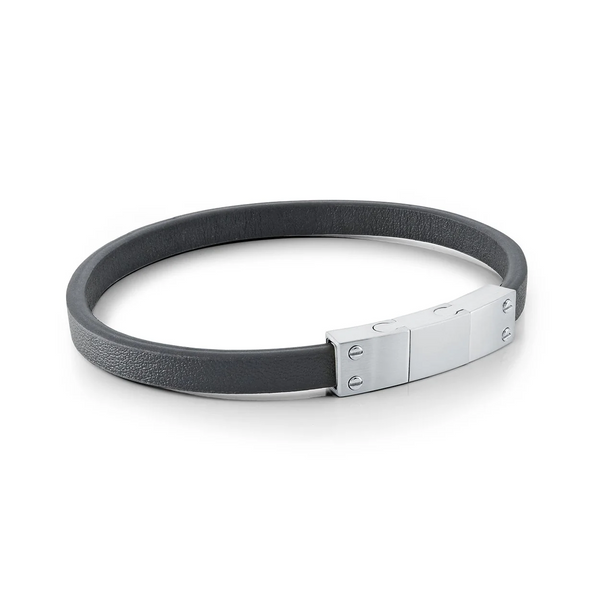 Italgem Stainless Steel Leather Bracelet