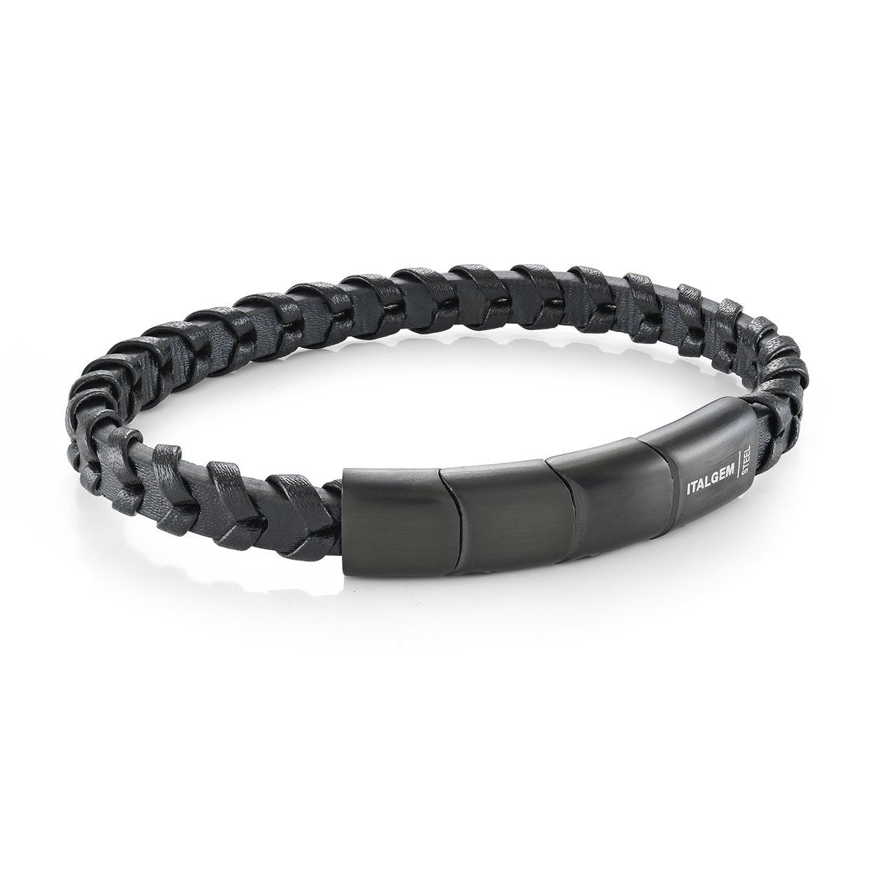 Italgem Stainless Steel Leather Bracelet