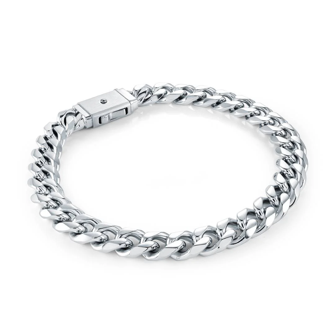 Italgem Steel 8MM Curb Bracelet