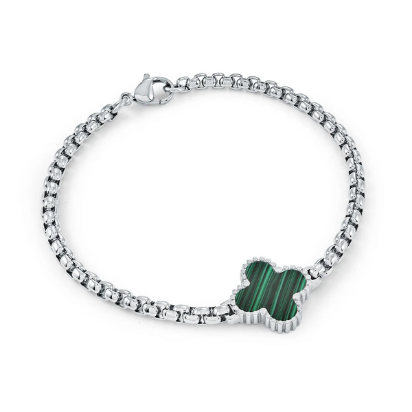 Italgem Stainless Steel Lucky Clover Bracelet