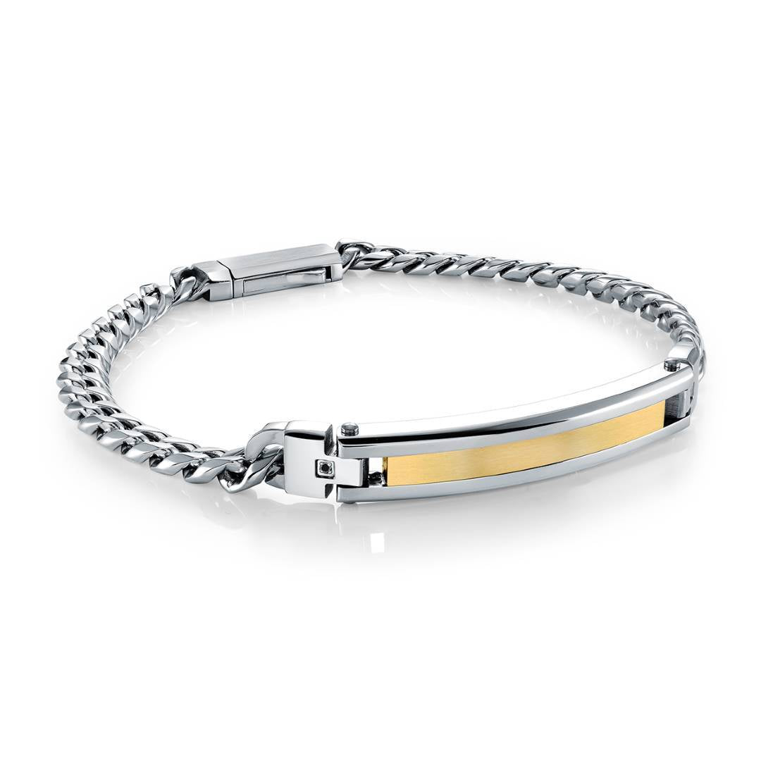 Italgem Steel Curb Plate Bracelet