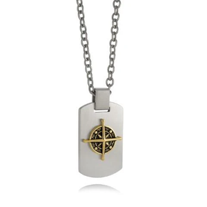 Italgem Steel Compass Dogtag Necklace