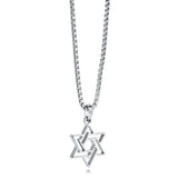 Italgem Steel Hollow Star David Necklace