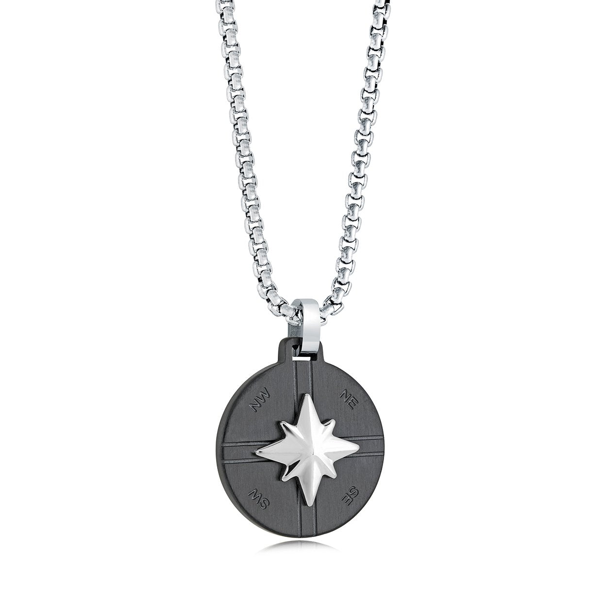 Italgem Steel Star Medallion Necklace