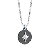 Italgem Steel Star Medallion Necklace