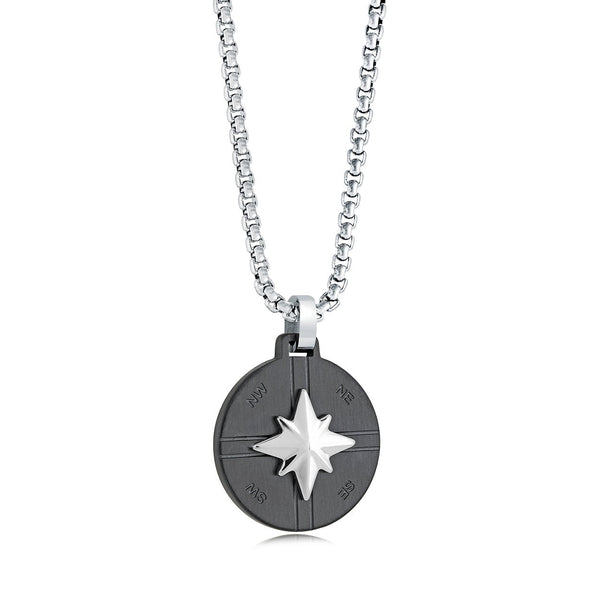 Italgem Steel Star Medallion Necklace