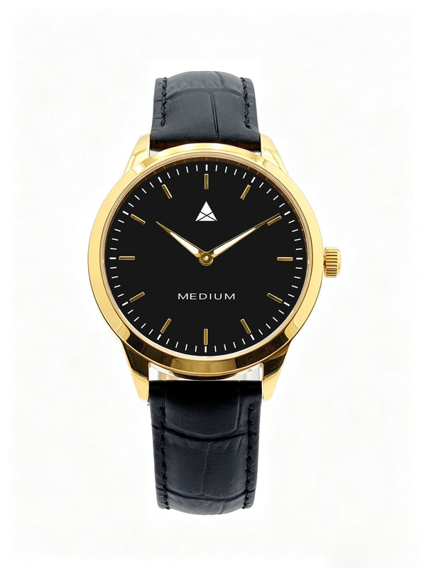 MEDIUM The Comeback 38 Leather Gold / Black – Front