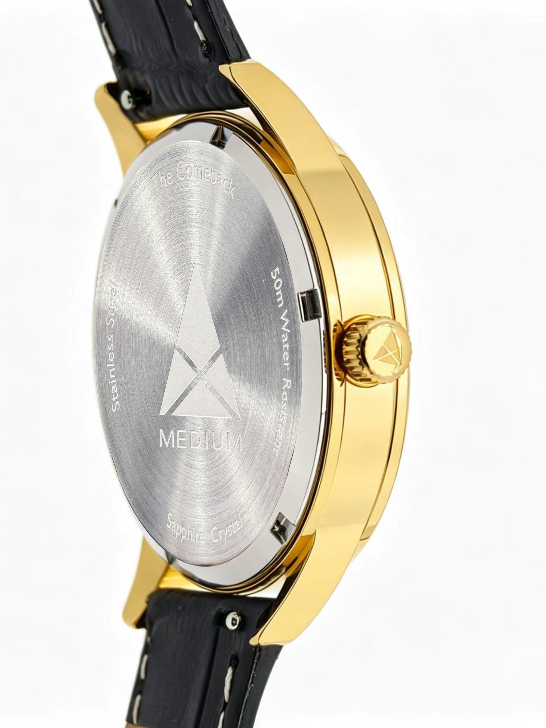 MEDIUM The Comeback 38 Leather Gold / Black – Side