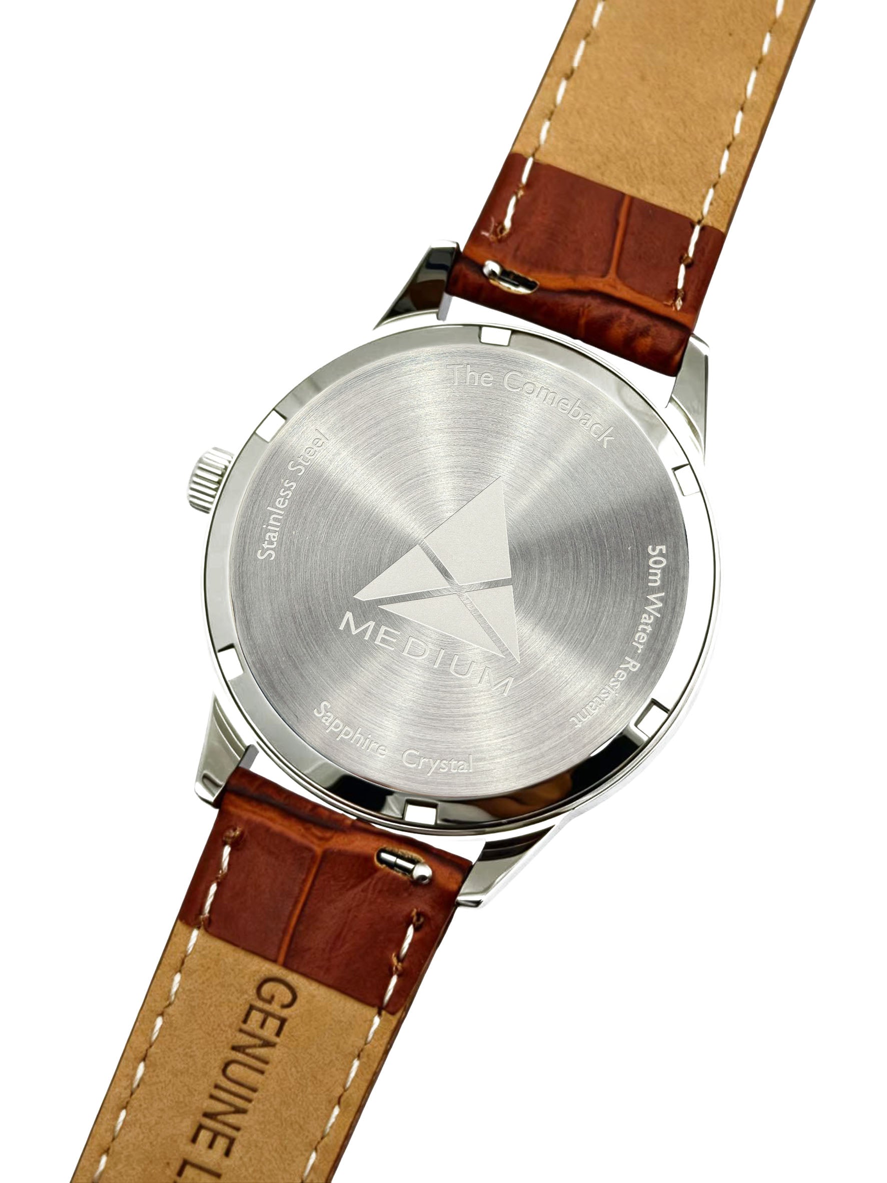 MEDIUM The Comeback 38 Leather Silver / Blue – Caseback