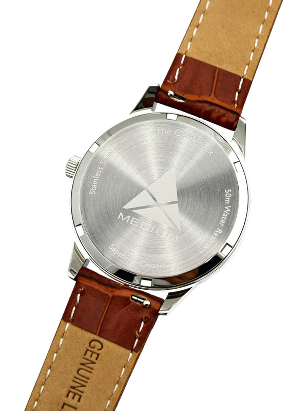 MEDIUM The Comeback 38 Leather Silver / Blue – Caseback