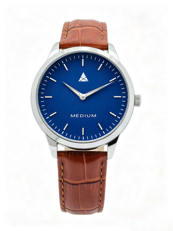 MEDIUM The Comeback 38 Leather Silver / Blue – Front