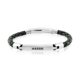 Italgem Steel Circon Leather Bracelet